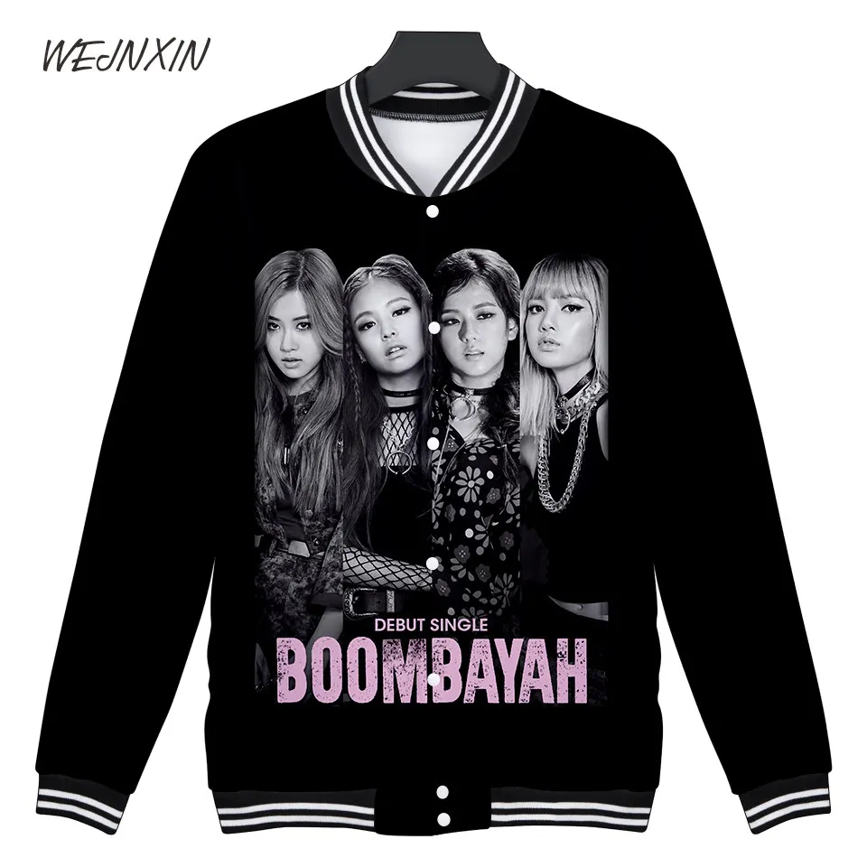 VAGROVSY Kpop Черный Розовый 3D бейсбольная куртка для женщин и мужчин корейский стиль девушки группа толстовки Горячая Распродажа толстовка хип хоп спортивный костюм