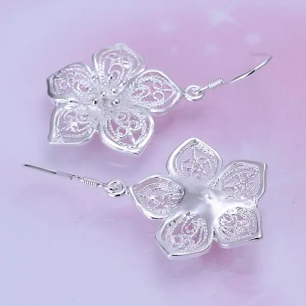 New Fashion Jewelry Silver Hollow Flower Ear Clip Earrings Studs For Women Gift 88 M8694 | Украшения и аксессуары