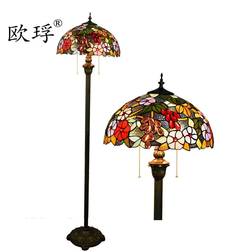 Европейский цветной стеклянный торшер Тиффани для гостиной бара ресторана