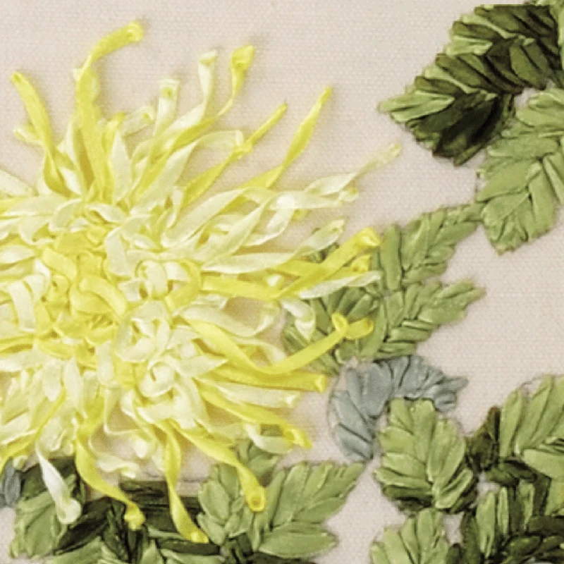 Вышивка в традиционном китайском стиле с узором из хризантем и цыплят лента для