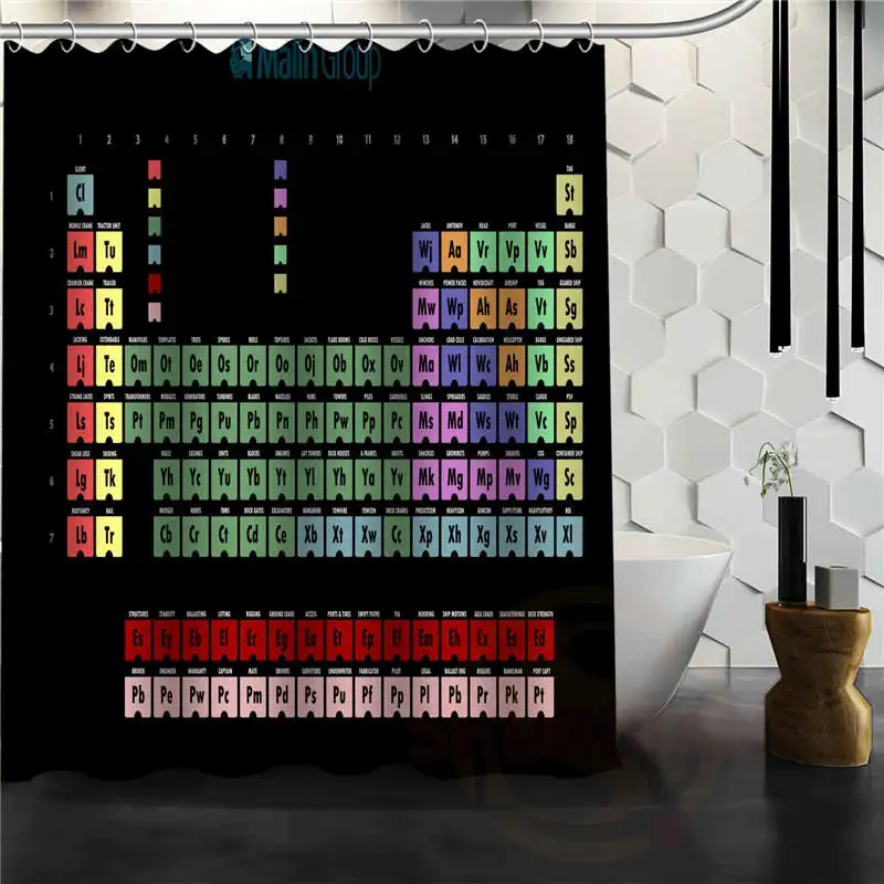 

Periodic Table Of The Elements White Waterproof Shower Curtain C435