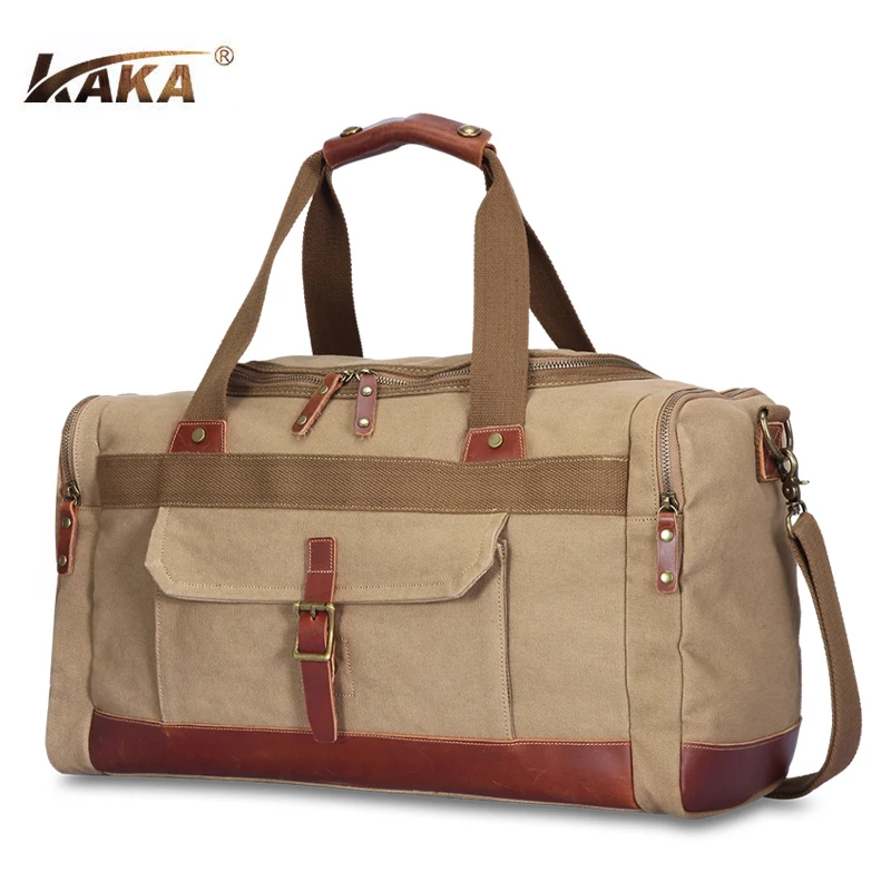 Мужская сумка мессенджер винтажная вместительная из парусины цвета: хаки