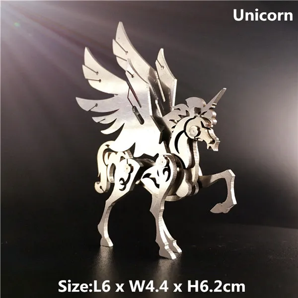 unicorn DIY сборные модели игрушки Коллекция рабочего стола для взрослых детей 3D металлическая модель Китайский Зодиак динозавры Западный Огненный Дракон - Цвет: unicorn