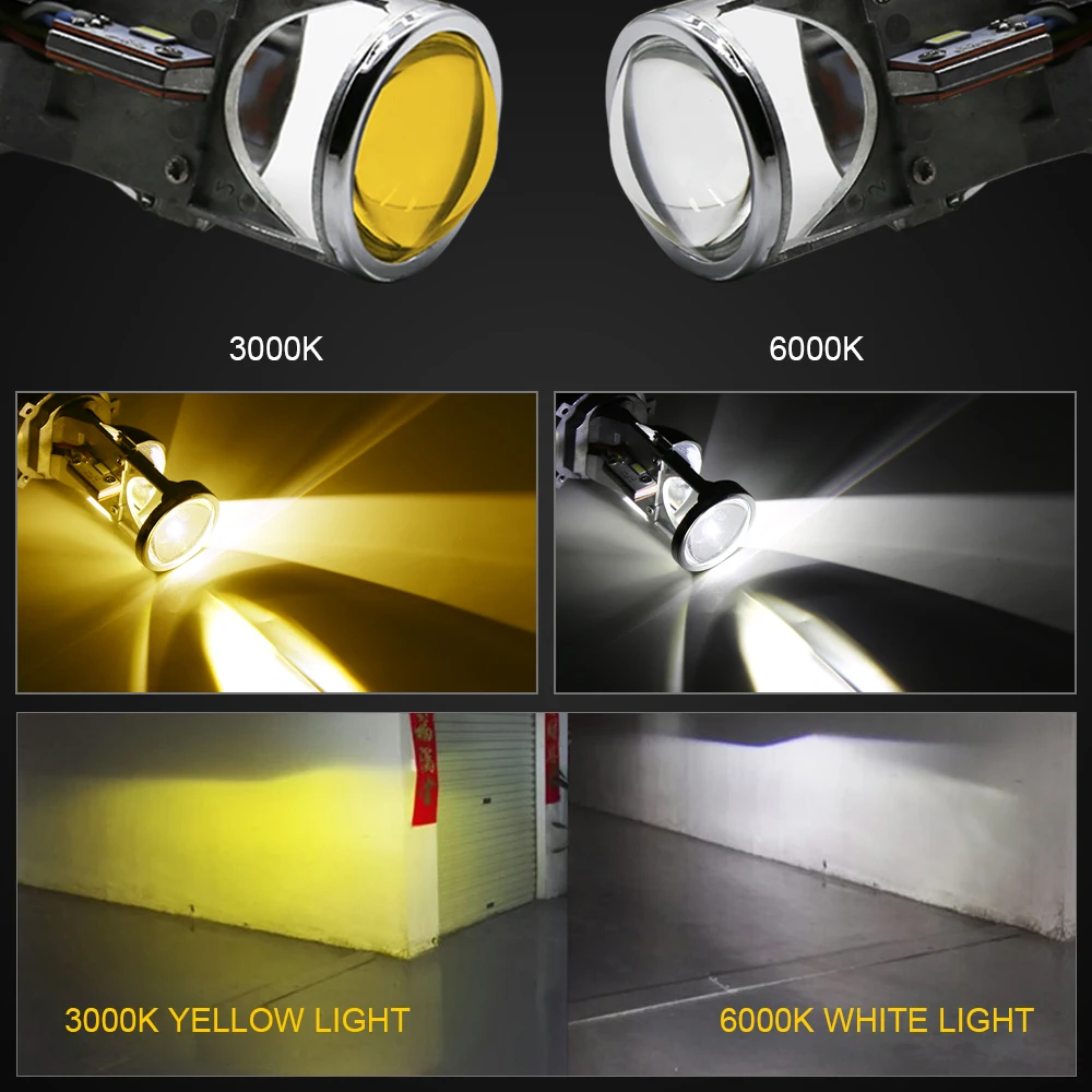 EURS 2pcs H4/ 9003 LED hi-lo mini Projector lens headlight for car clear beam pattern 7000k no astigmatic lifetime warranty | Автомобили и