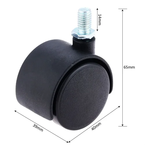 no brake 1.5inch 8mm 1 шт. Сменные бесшумные поворотные ролики офисное кресло черное пластиковое мебельное оборудование колеса для дивана роликовые Ролики 8 мм 10 мм - Цвет: no brake 1.5inch 8mm