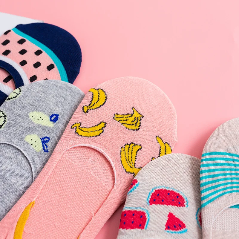 5 цветов силиконовые Нескользящие носки женские короткие милые хлопковые до