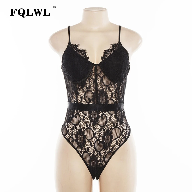 Женское прозрачное боди с открытой спиной FQLWL белое черное летнее сексуальное
