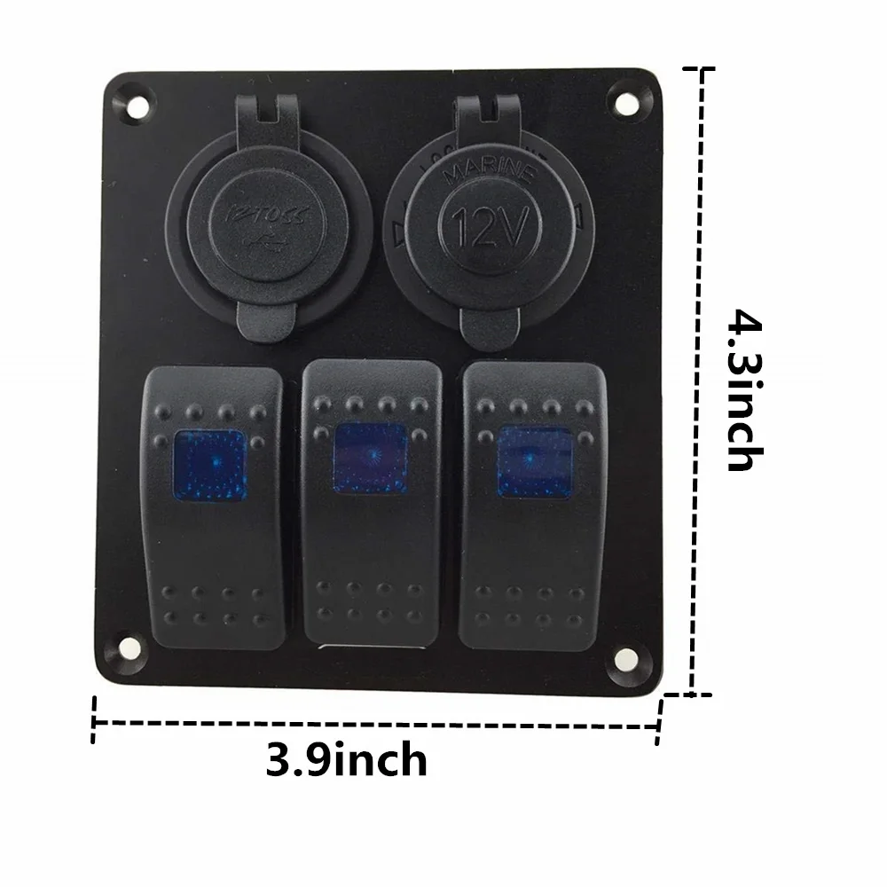 Кулисный Переключатель Панель 3 комплекта 12 24V Мощность разъем Dual USB