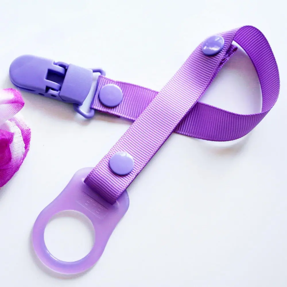 purple 5 шт.,, ручная работа, забавная пустышка для младенцев, цепочка для соски с силиконовым адаптером для мам, кольца для соски, держатель с зажимом - Цвет: purple