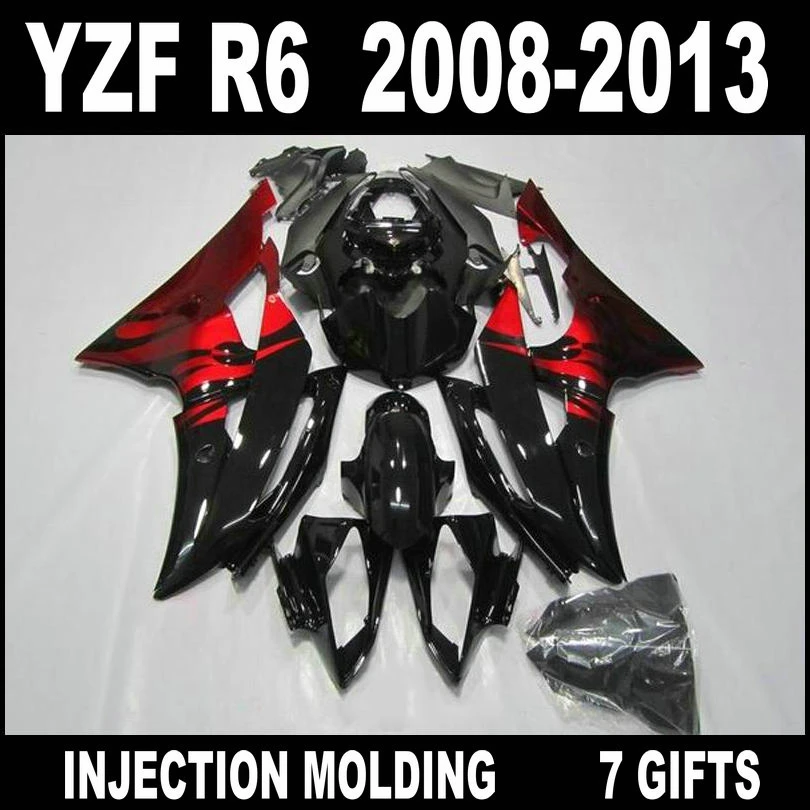 

7 gifts fairings for 2008 2009 2010 2011 2012 2013 YAMAHA R6 fairing kit 08 09 10 11 12 13 red flat black YZF R6 body parts