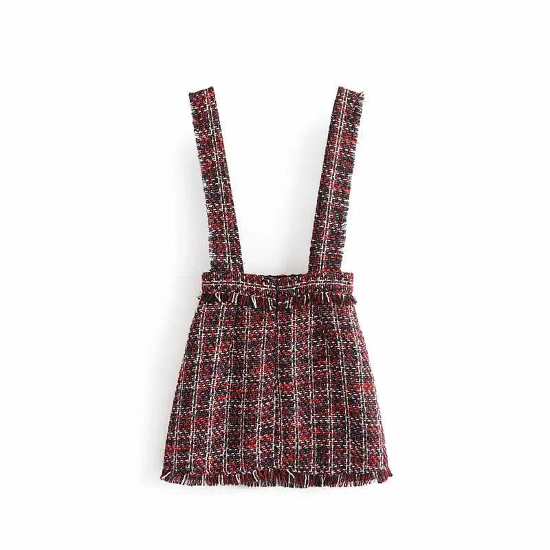 Новая Милая твидовая юбка на бретелях для женщин весна 2019 шикарные мини юбки в