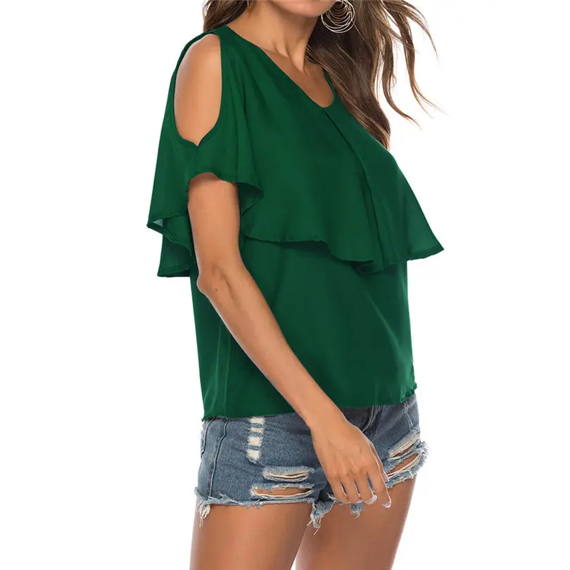 Новинка женская летняя модная офисная элегантная винтажная однотонная блузка с