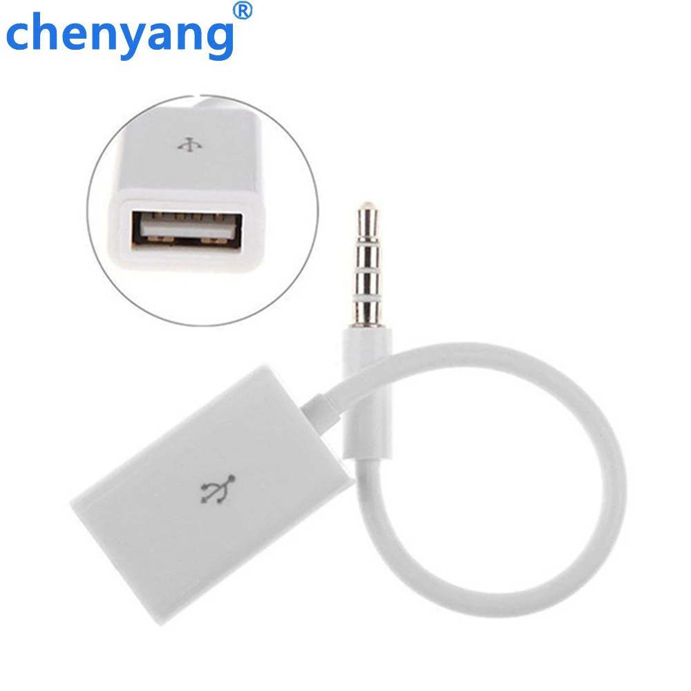 3 5 мм штекер AUX аудио разъем к USB 2 0 гнездо конвертер кабель для автомобиля MP3