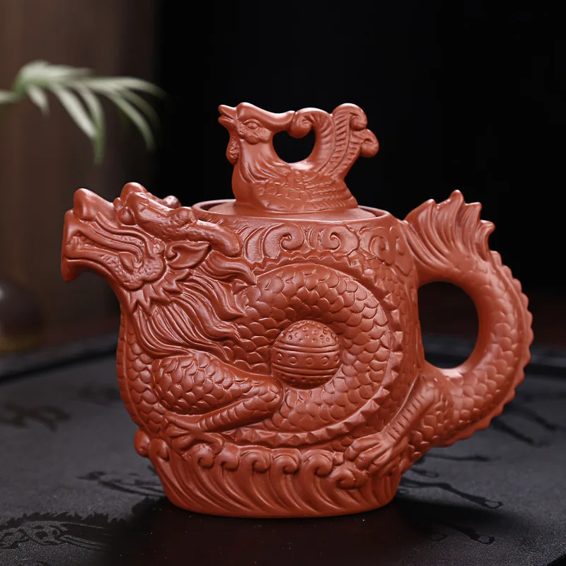 Dragon and Phoenix Tea Pot Big Capacity Purple Clay Set Kettle Kung Fu Teapot Authentic Yixing Drop Shipping | Дом и сад