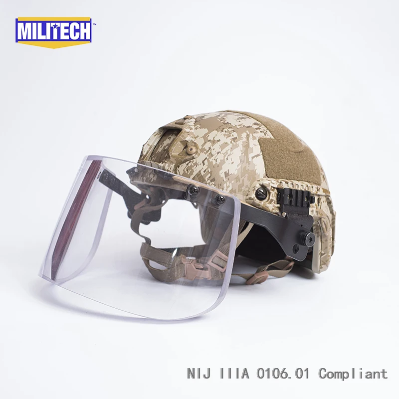 MILITECH AOR1 полный камуфляж Deluxe NIJ IIIA БЫСТРО Пуленепробиваемый Шлем и козырек Набор