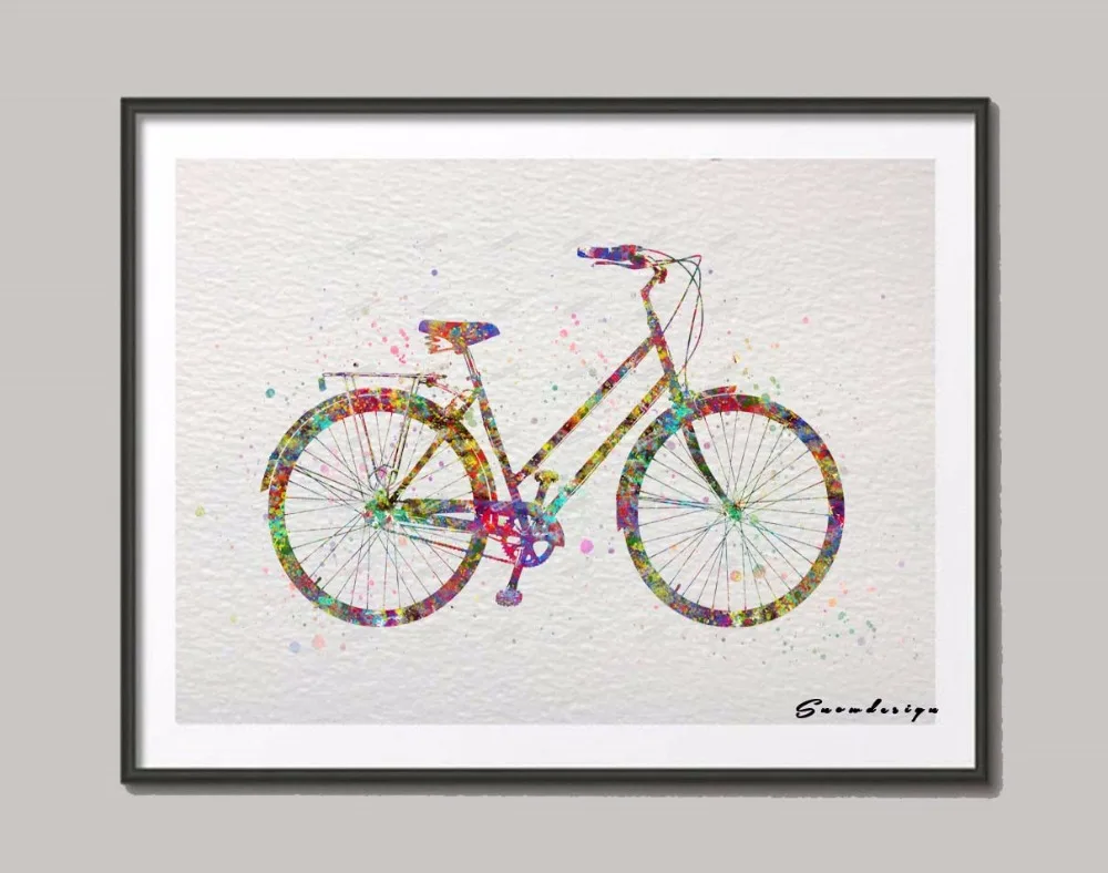 DIY Rikivity велосипед поп стены искусства холст картина плакат с велосипедом печать