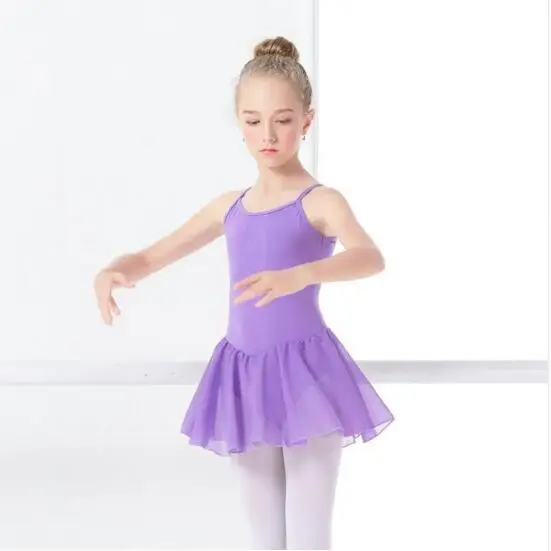Lavender Camisole Балетное платье для девочек гимнастическое боди с длинным рукавом детская розовая балетная Одежда для танцев с шифоновыми юбками для девочек - Цвет: Lavender Camisole