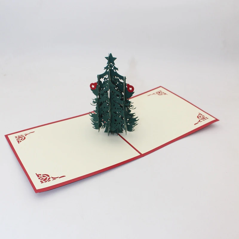 3D Ручная работа 2019 счастливая Рождественская елка из зеленой Кедровой бумаги