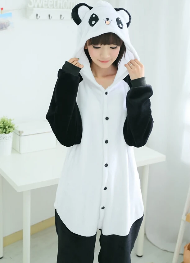 Мультфильм для взрослых унисекс kigurums зима Аниме Пижамы Panda Косплэй Костюм Пижама