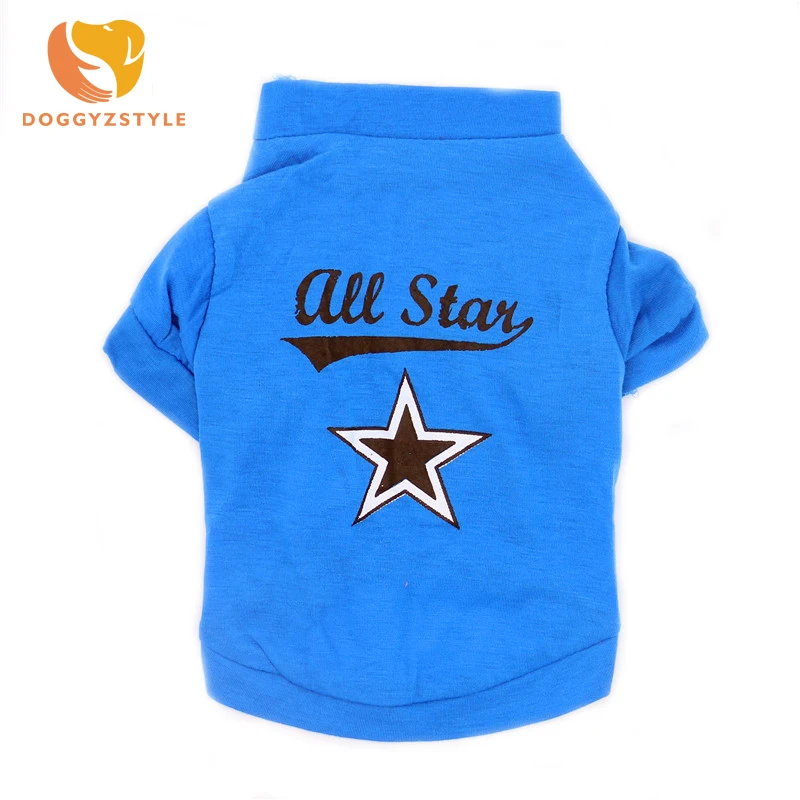Демисезонный собак Футболка хлопковые дышащие звезда печати письма Pet рубашка с