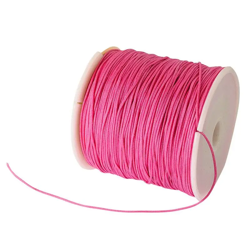HotPink 100 ярд(91 м)/рулон 0,8 мм плетеный нейлоновый шнур имитация шелковая нить Бисероплетение нить DIY ювелирное ожерелье Фурнитура - Цвет: HotPink