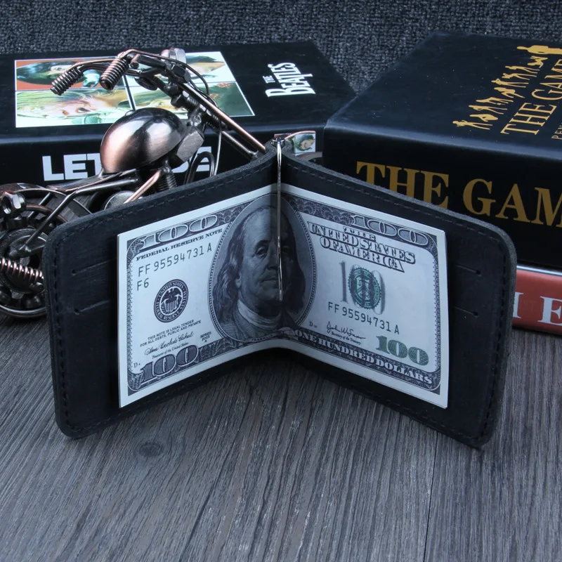 Кошелек из натуральной воловьей кожи качественный Мужской зажим для денег