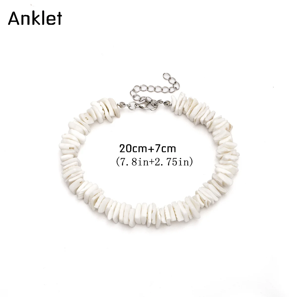 Anklet Bohemian Hawaii Puka White Clam Chips Shell Necklace Irregular Chips Seashell Choker Necklace Summer Beach Statement Jewelry - Metal Color: Anklet