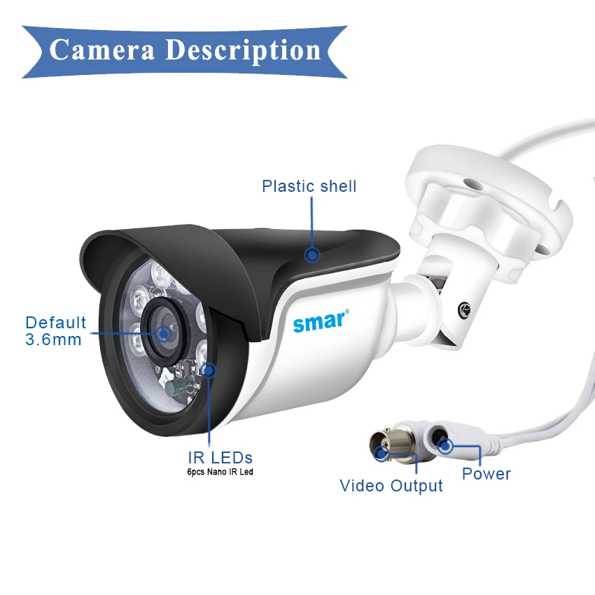 smar new super hd 2mp5mp ahd camera waterproof 6 nano ir leds security camera ahdh system video surveillance with bracket free global shipping