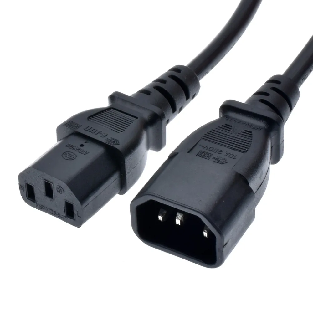 Трехконтактный шнур питания IEC 320 с C14 на C13 разъем Мама папа Удлинительный кабель 0