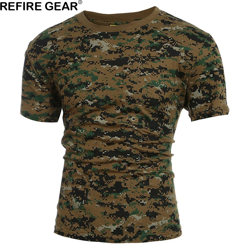 Мужские быстросохнущие футболки Refire Gear хлопковые камуфляжные рубашки в