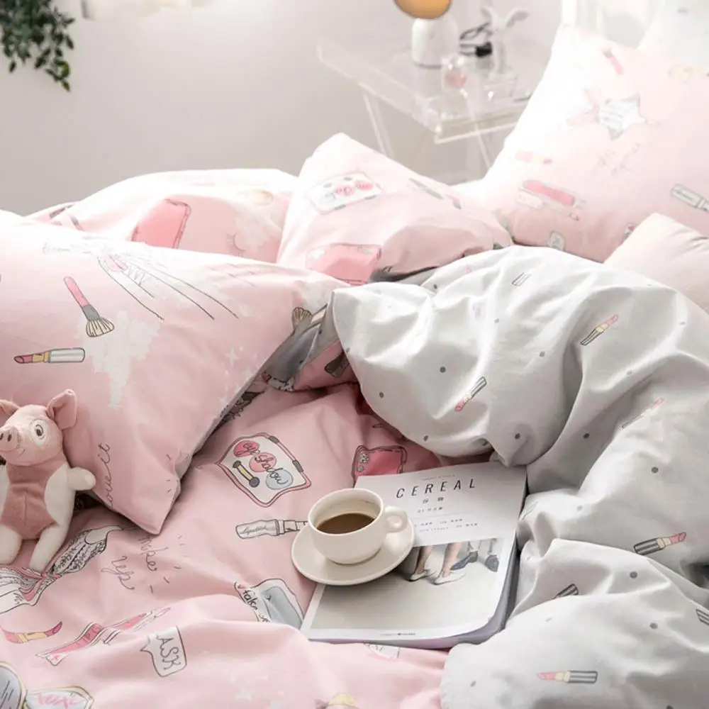 Papa& Mima красивое платье с рисунком из мультфильма Стиль Хлопок Королева двойной размер постельных принадлежностей пододеяльник плоский лист наволочки