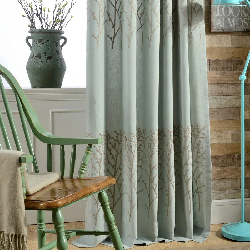 Современный и простой американский кантри занавески хлопок лен вышивка экран