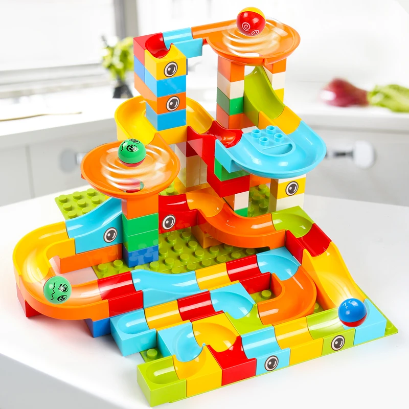 52/208 шт. мрамор бег лабиринт шары различных трек строительные блоки детские
