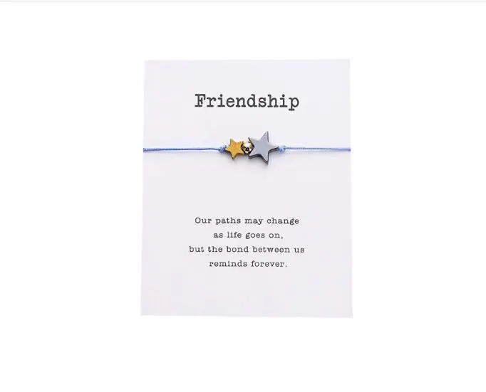 1 шт. Звезда Шарм Дружба карта браслеты Загадай желание восковые шнуры замша для