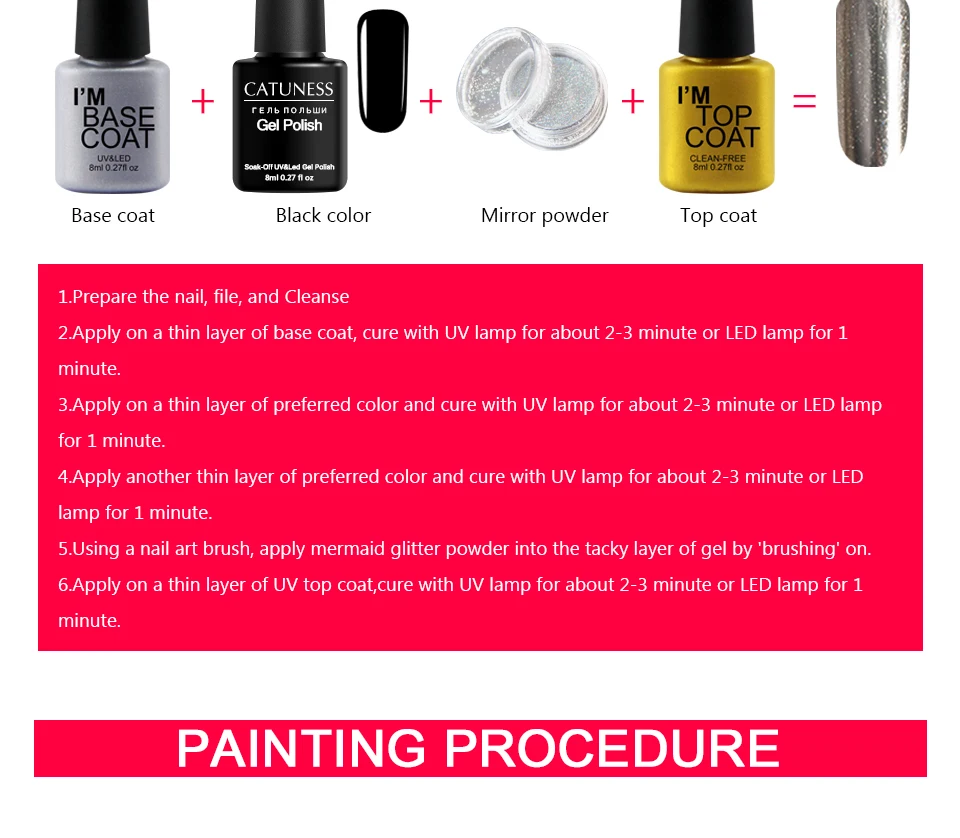 CATUNESS новейший акриловый порошок для ногтей аксессуары зеркальный ногтевой порошок Блестки для ногтей голографические Блестки для ногтей искусство