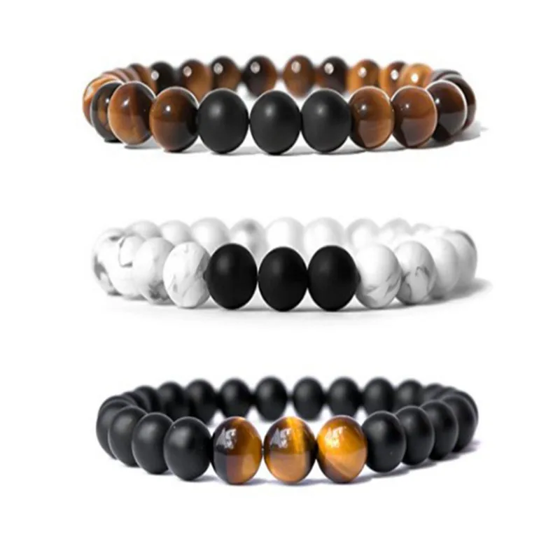 dropshipping Charm Men Bracelets Bangle Natural Stone For Women 8MM Hematite Tiger Eye Black Obsidian Yoga Bracelet | Украшения и