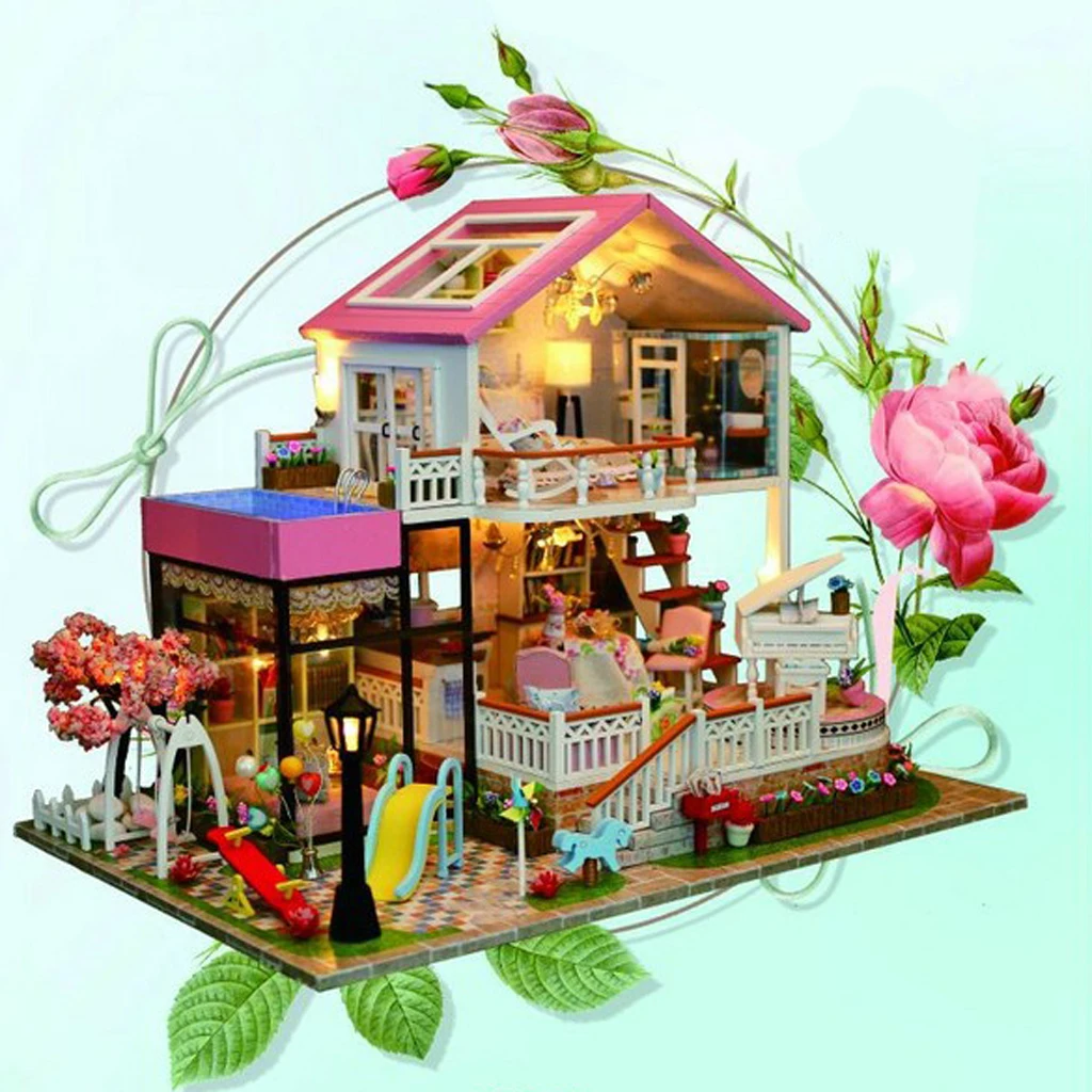 1/24 миниатюрный кукольный домик Diorama DIY Набор аксессуаров Романтический семейный дом для праздника детский подарок на день рождения