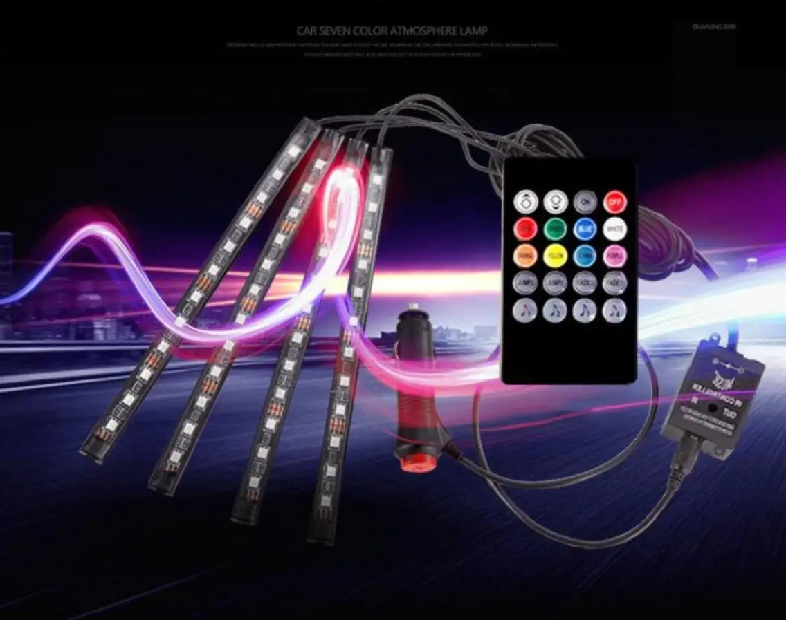 Автомобиль RGB Светодиодные полосы Light Music контроль светодиодные света 7 видов