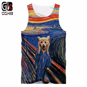 OGKB мультяшный Топ, 3D принт, животное, кошка, Hombre, Singlets, цветной жилет в полоску, Мужская одежда, хип-хоп, жилет без рукавов, 5XL