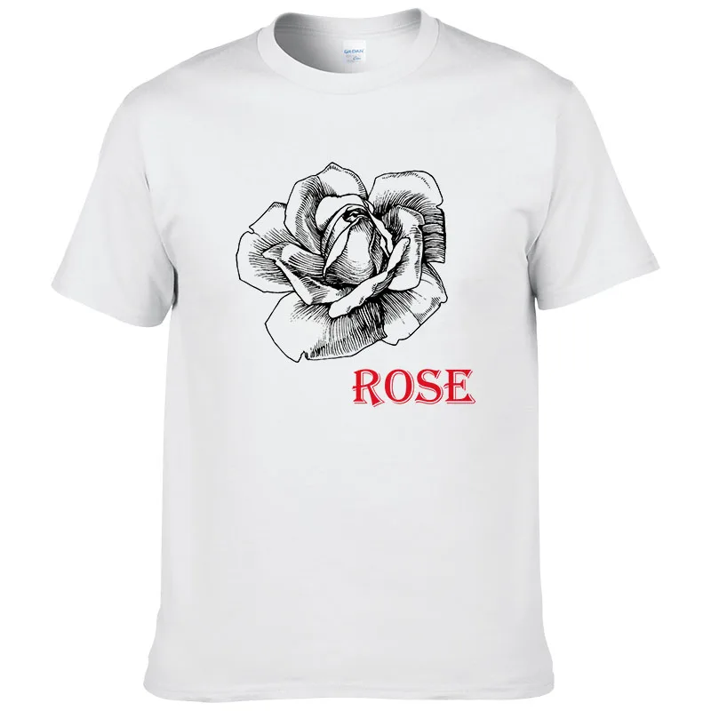 2017 модная летняя футболка с принтом розы мужские хлопковые топы коротким рукавом