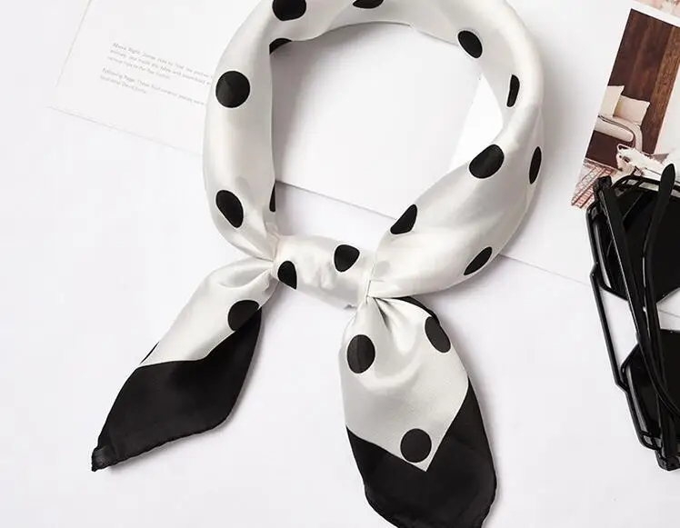 

Yishine 60*60 CM Women Multifunction High Quality Polyester Silk Scarf Dots Prints New Satin Small Square Wraps Scarves Shawl