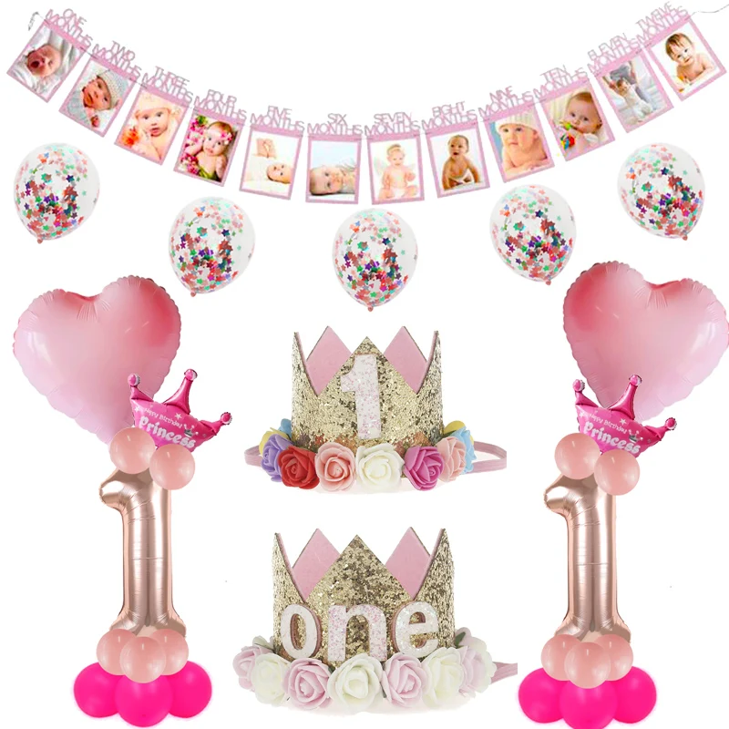 Cyuan первый день рождения фото плакат гирлянды год мальчик девочка украшения