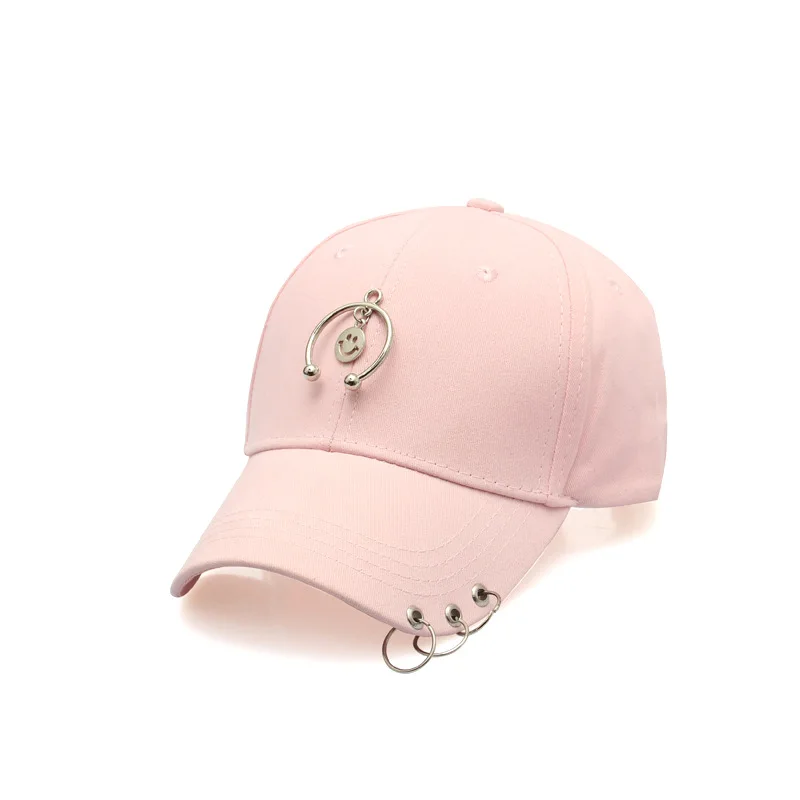 Хип-хоп Кепки хлопок Бейсбол шляпа с металлическим кольцом для Snapback дружище Кепки Gorras - Цвет: Розовый