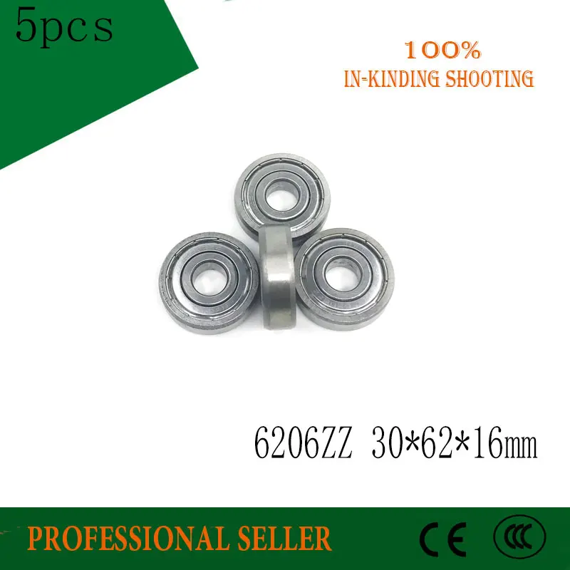 

6206ZZ 6206Z 6206-2Z 6206 5Pcs 30x62x16mm Steel Sealed Deep Groove Ball Bearing