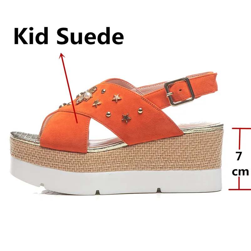 CONASCO/Новые летние женские замшевые сандалы с металлическим украшением офисные