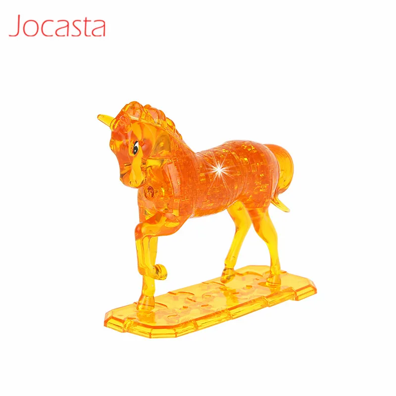 Yellow 100 шт Единорог Лошадь головоломка 3D Кристалл Головоломка животное Сборная модель DIY подарок на день рождения игрушки для детей украшение дома игра-головоломка [ - Цвет: Yellow