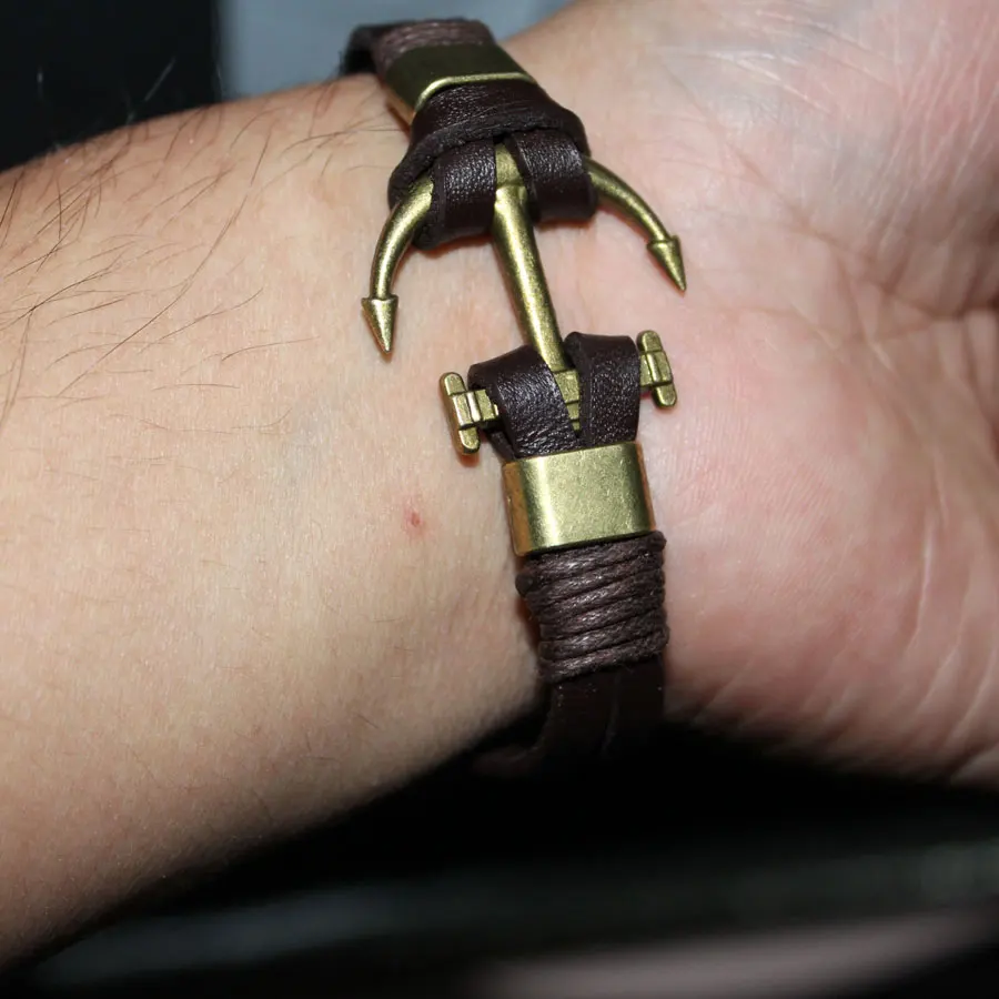 22 см мужские ювелирные изделия в пиратском стиле бронзовые браслеты с якорем из