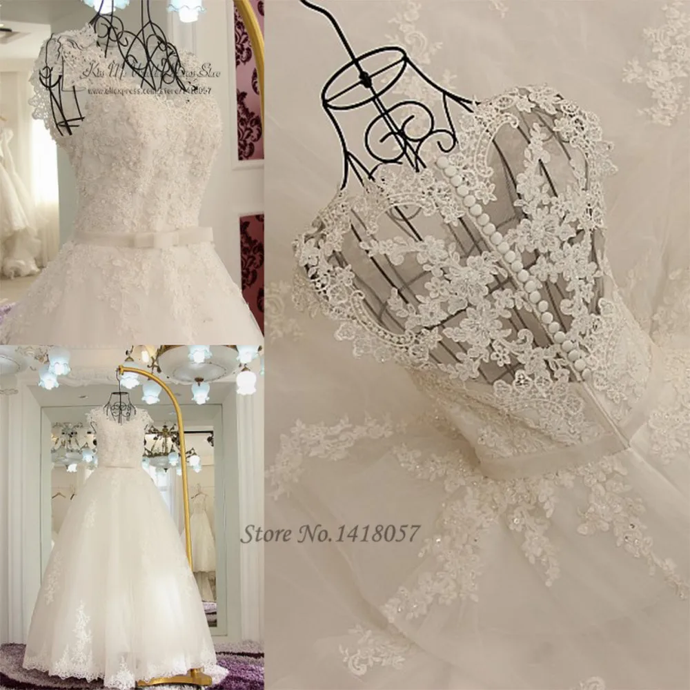Vestido de Noiva Princesa Luxo кружевные свадебные платья 2017 винтажные Свадебные с бусинами