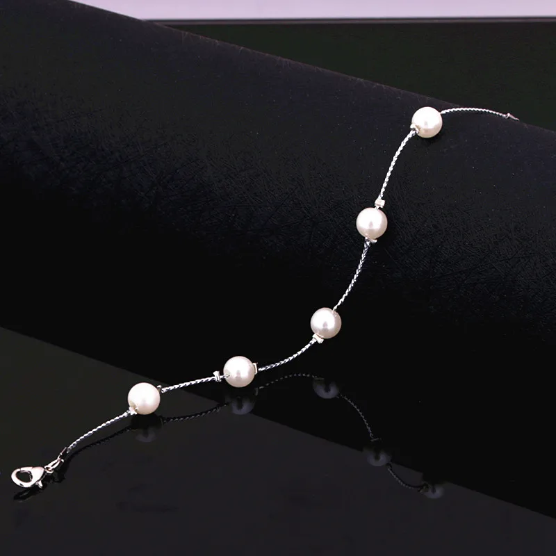 Браслет с искусственным жемчугом регулируемый Расширяемый милый подарок для
