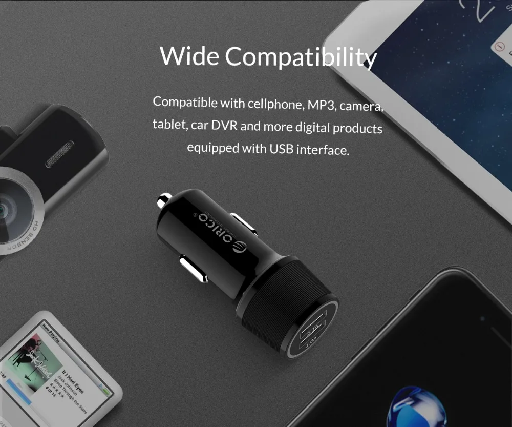 ORICO Mini Dual USB Smart автомобильное зарядное устройство для мобильного телефона планшета gps 2.1A 2 порта USB зарядное устройство Автомобильный Адаптер зарядного устройства для телефона в автомобиле